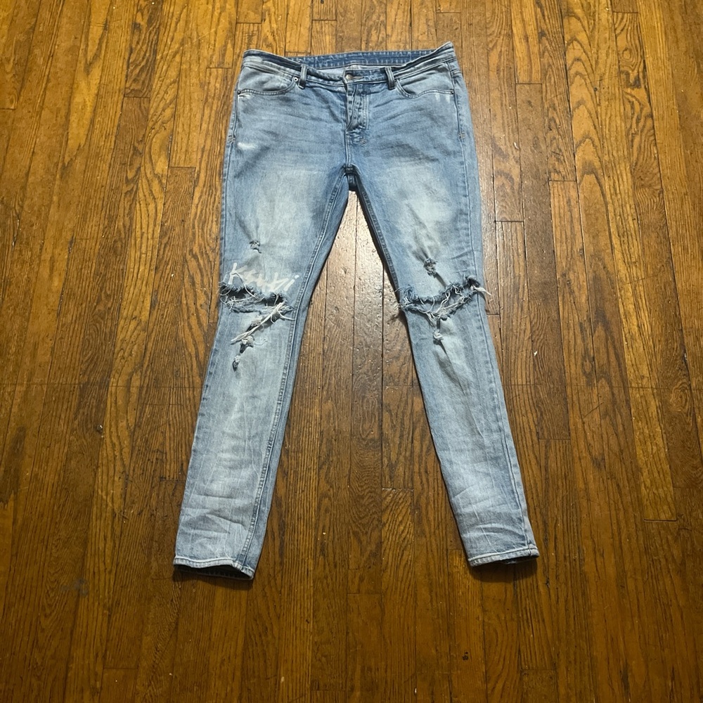 Distressed Light Blue Mens ksubi jeans skinny size 36